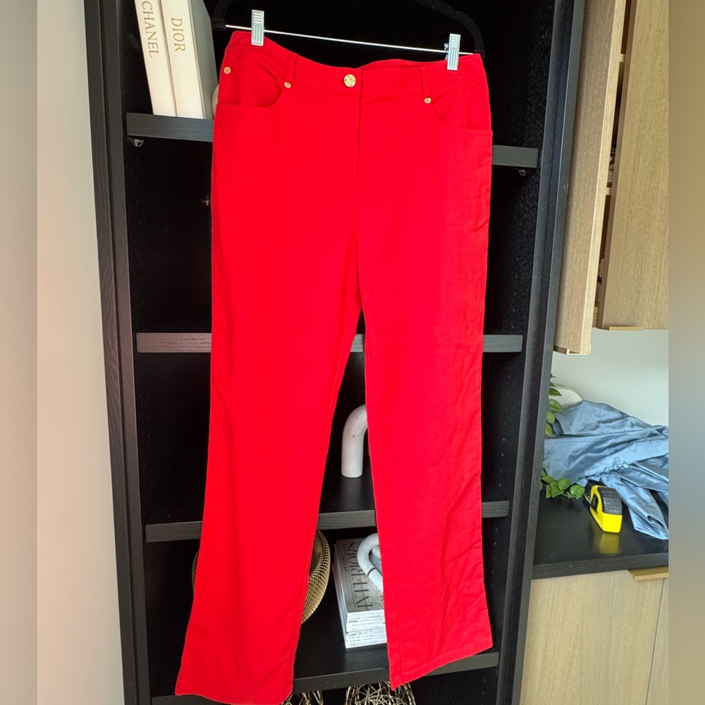 St. John Red Straight Leg Pants